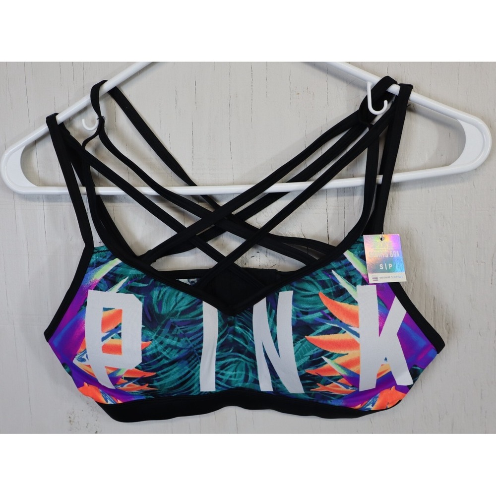 Pink By Victoria's Secret Ultimate Push-Up Strappy Logo Sports Bra Size Small